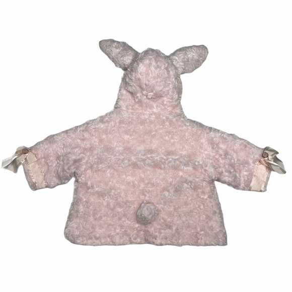 Bearington Baby Pink Faux Fur Bunny Jacket Hood with Ears & Tail 6–12 Months - Picture 1 of 10